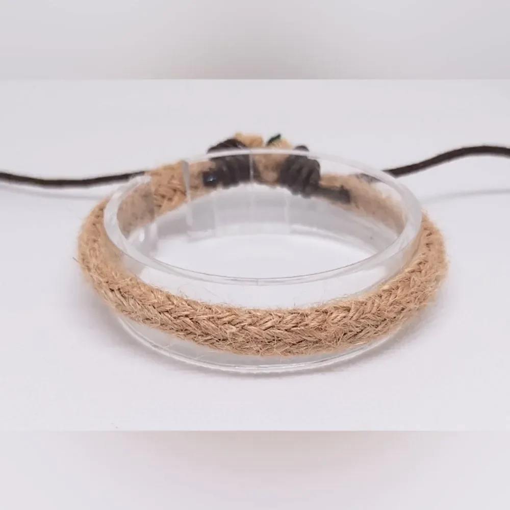 Men's bracelet braided rope brown new e23